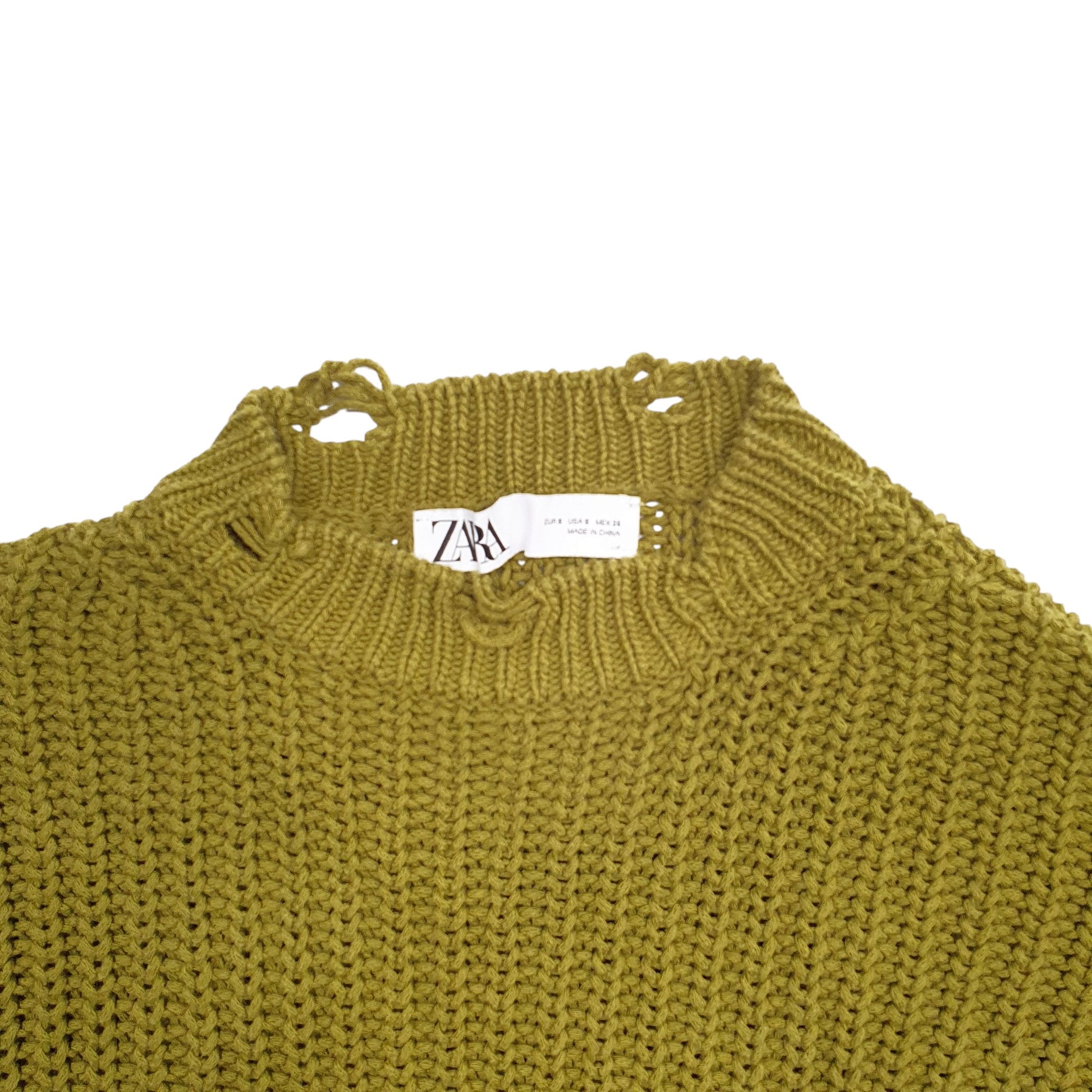 Womens Green Zara Oversized Crewneck Jumper