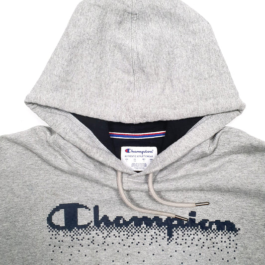 Mens Grey Champion Spellout Hoodie Jumper