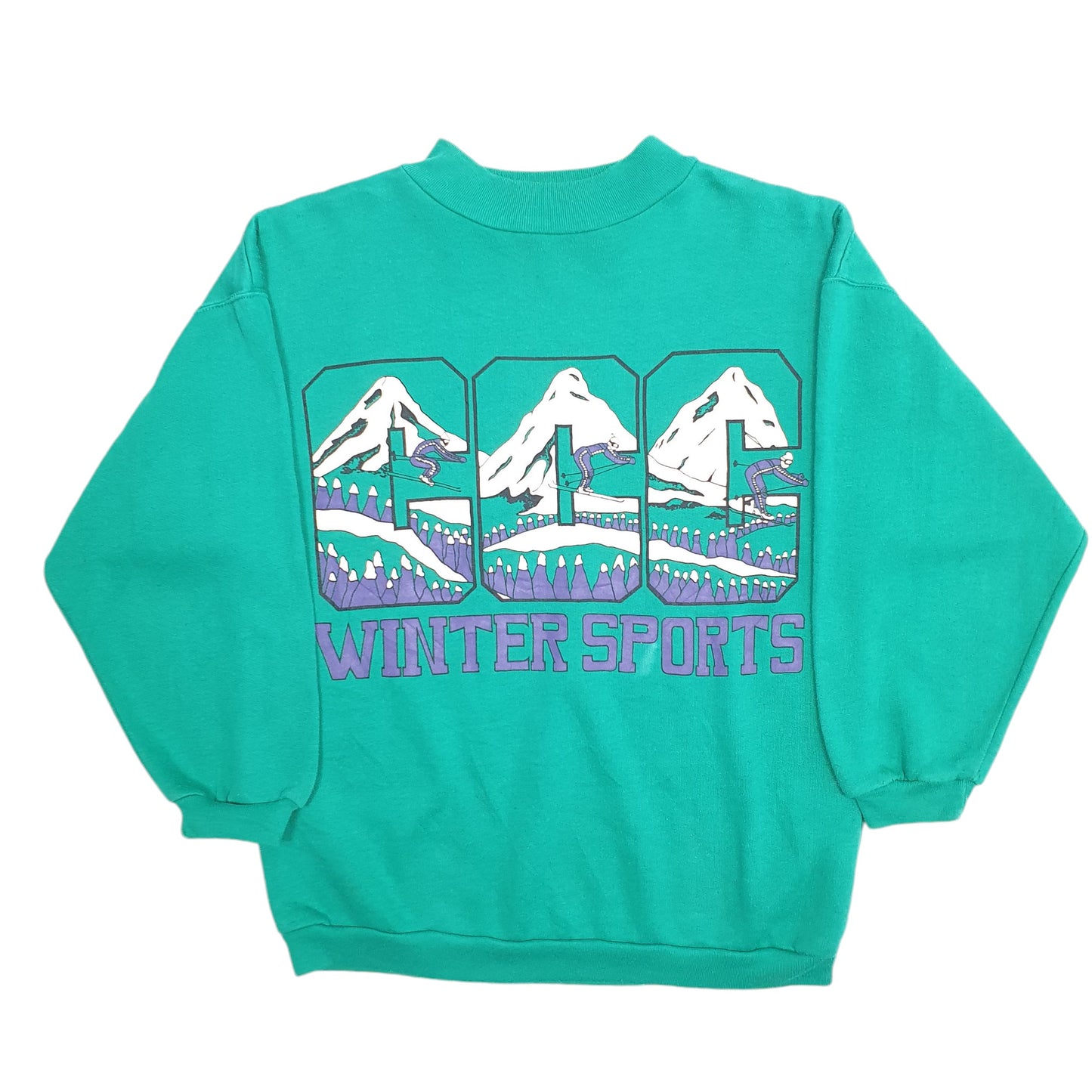 Mens Green Hot Spicy Vintage 1990s Winter Sports Skiing Crewneck Jumper