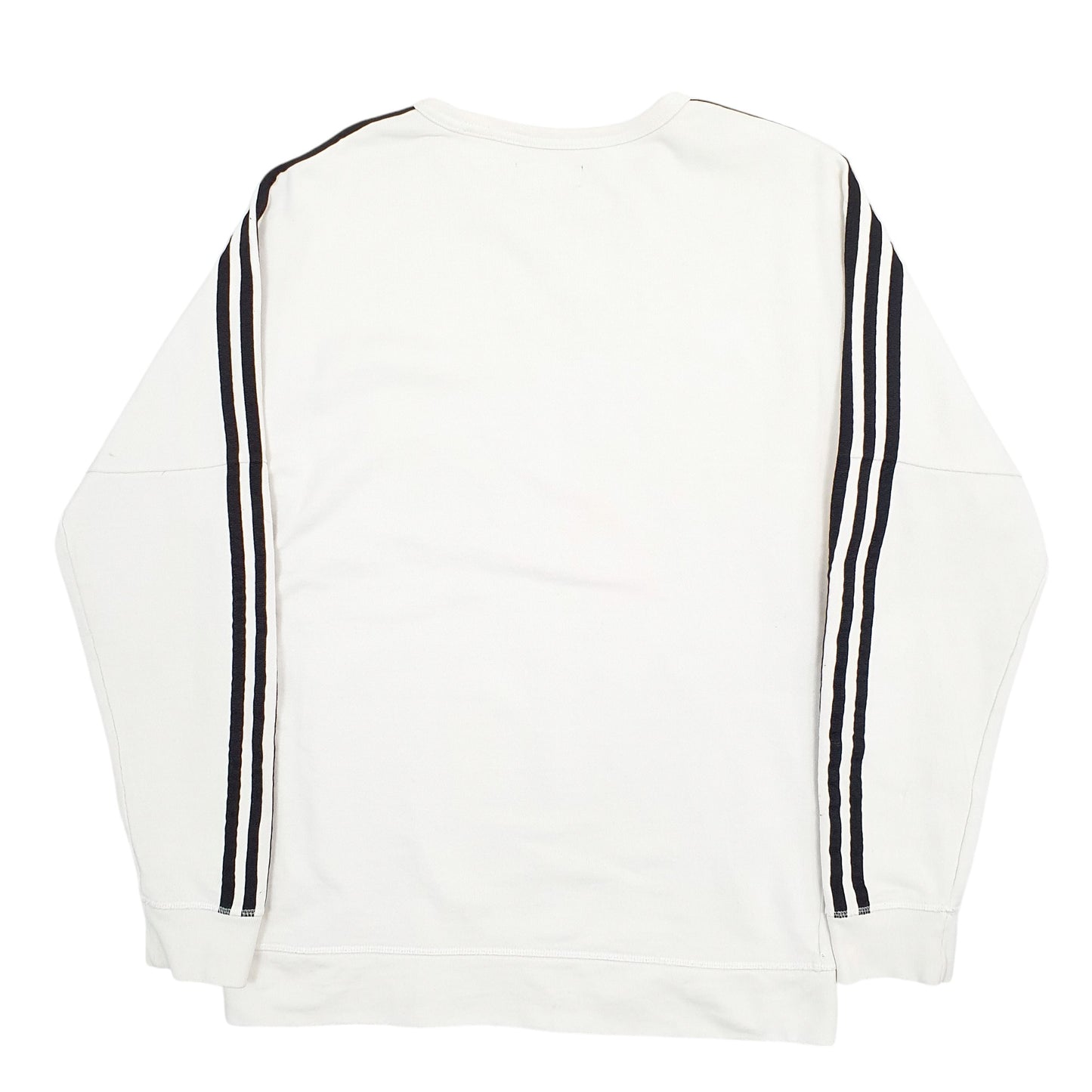 Mens Cream Adidas Three Stripe Crewneck Jumper