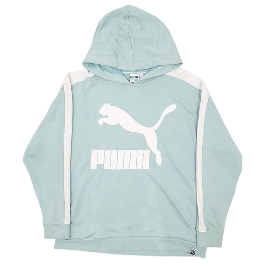 Mens Green Puma Spellout Hoodie Jumper