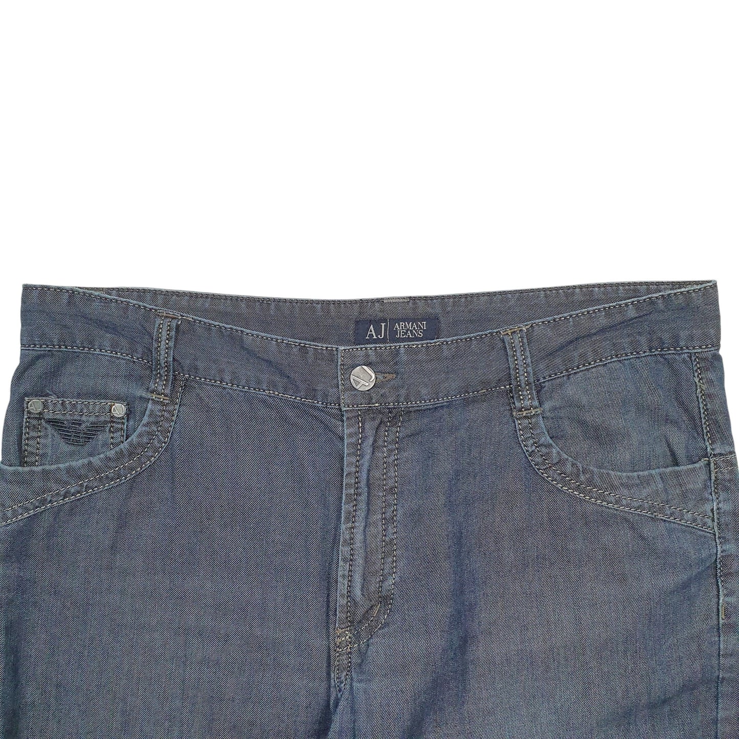 Mens Blue Armani Spellout Casual JeansW36 L34