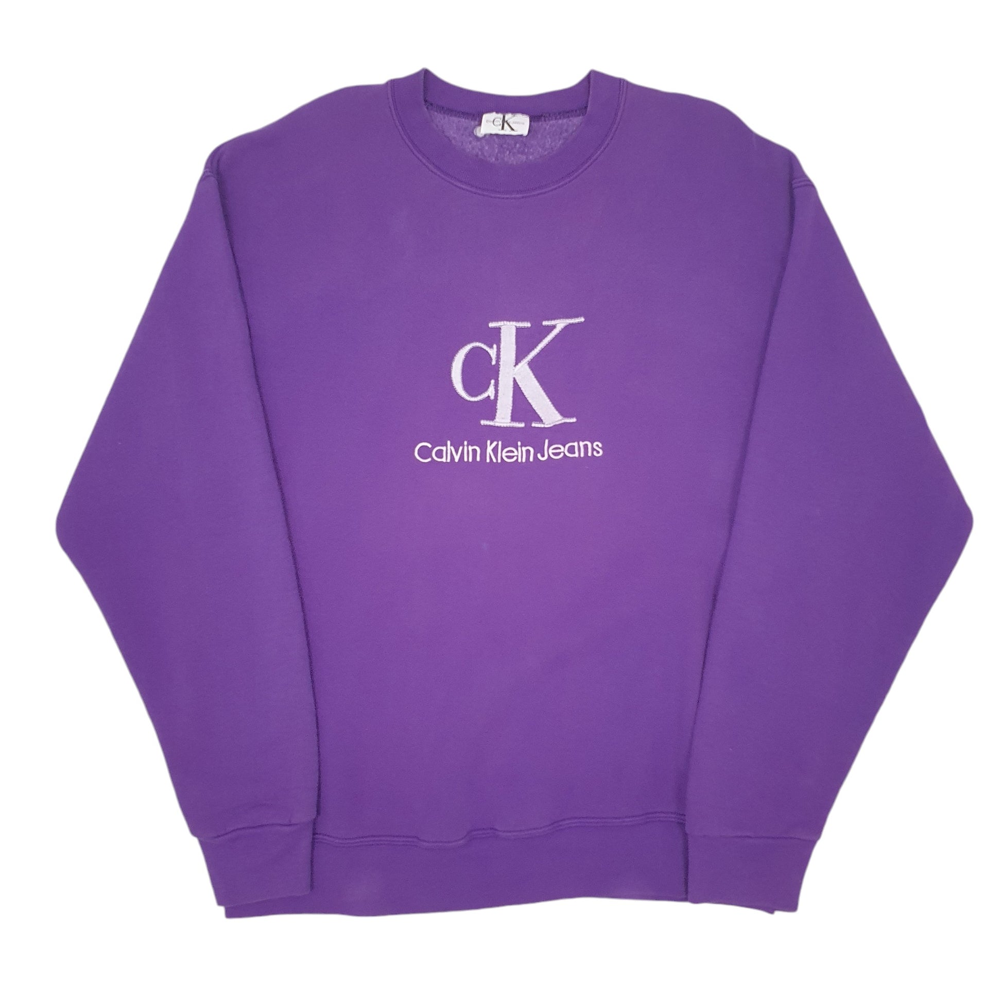 Mens Purple Calvin Klein Made In USA Vintage 1990s Crewneck Jumper