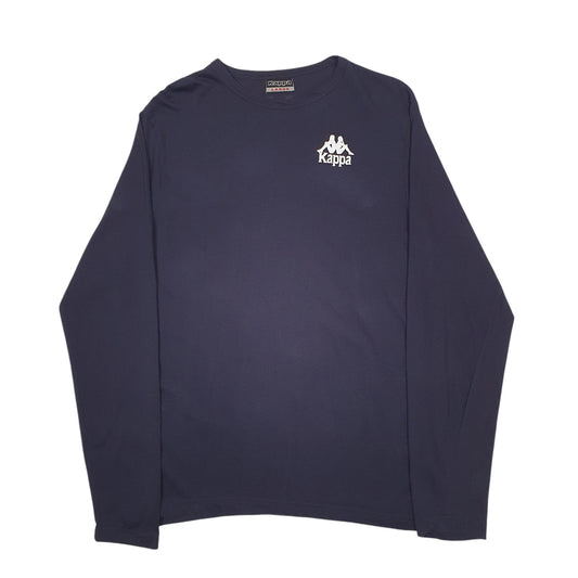 Mens Navy Kappa Backprint Training Sport Long Sleeve T Shirt