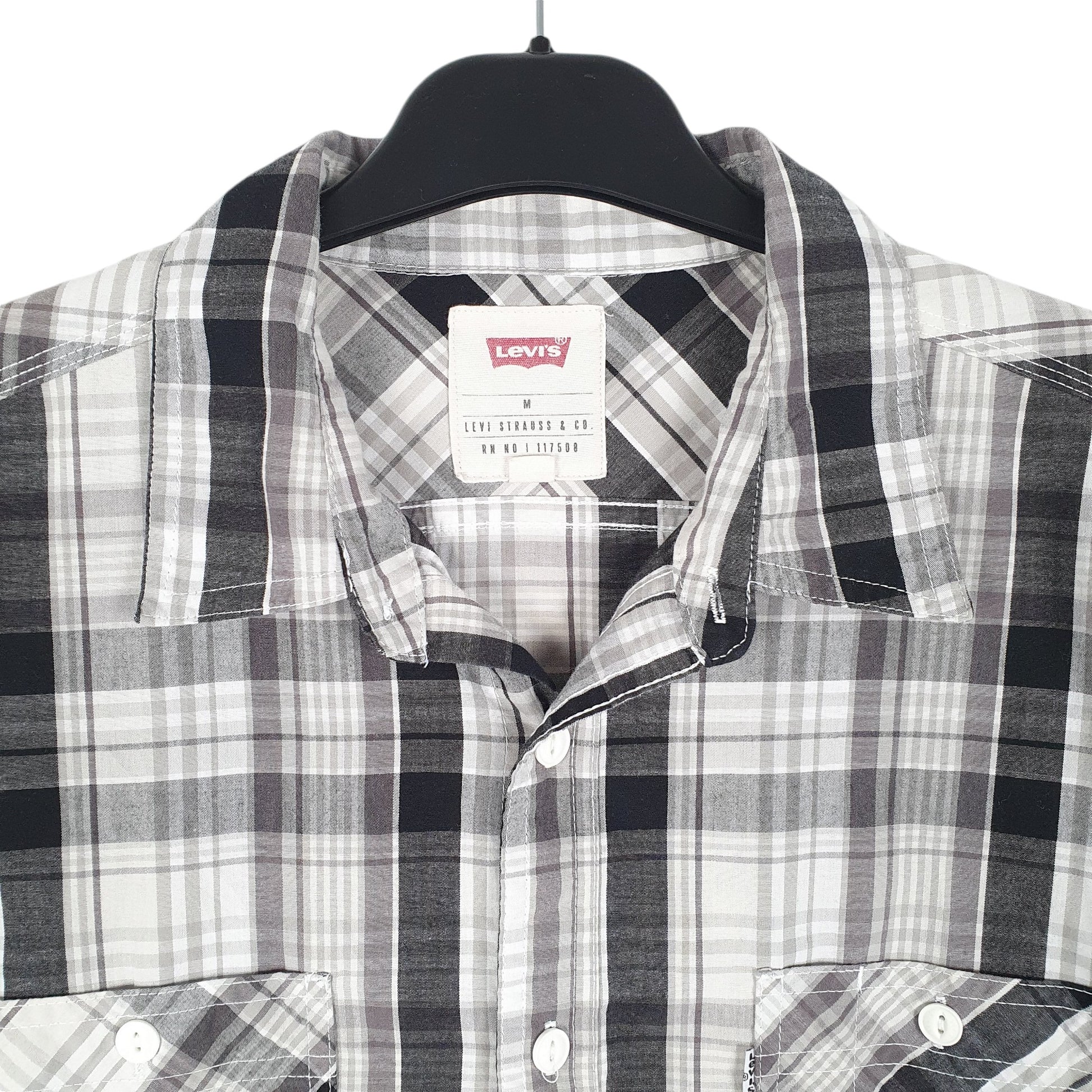 Mens Black Levis Check Short Sleeve Shirt