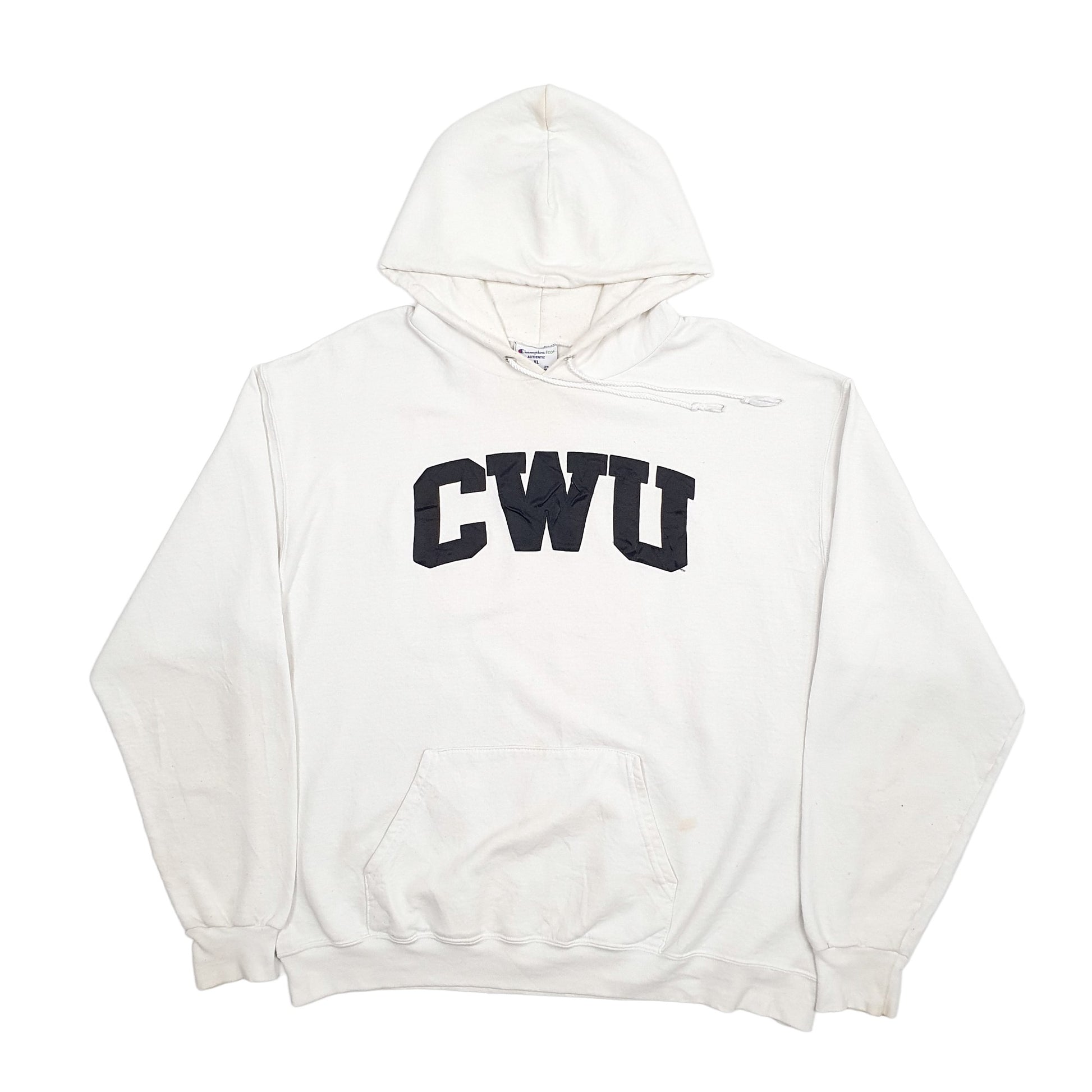 Mens White Champion CWU USA College Hoodie Jumper