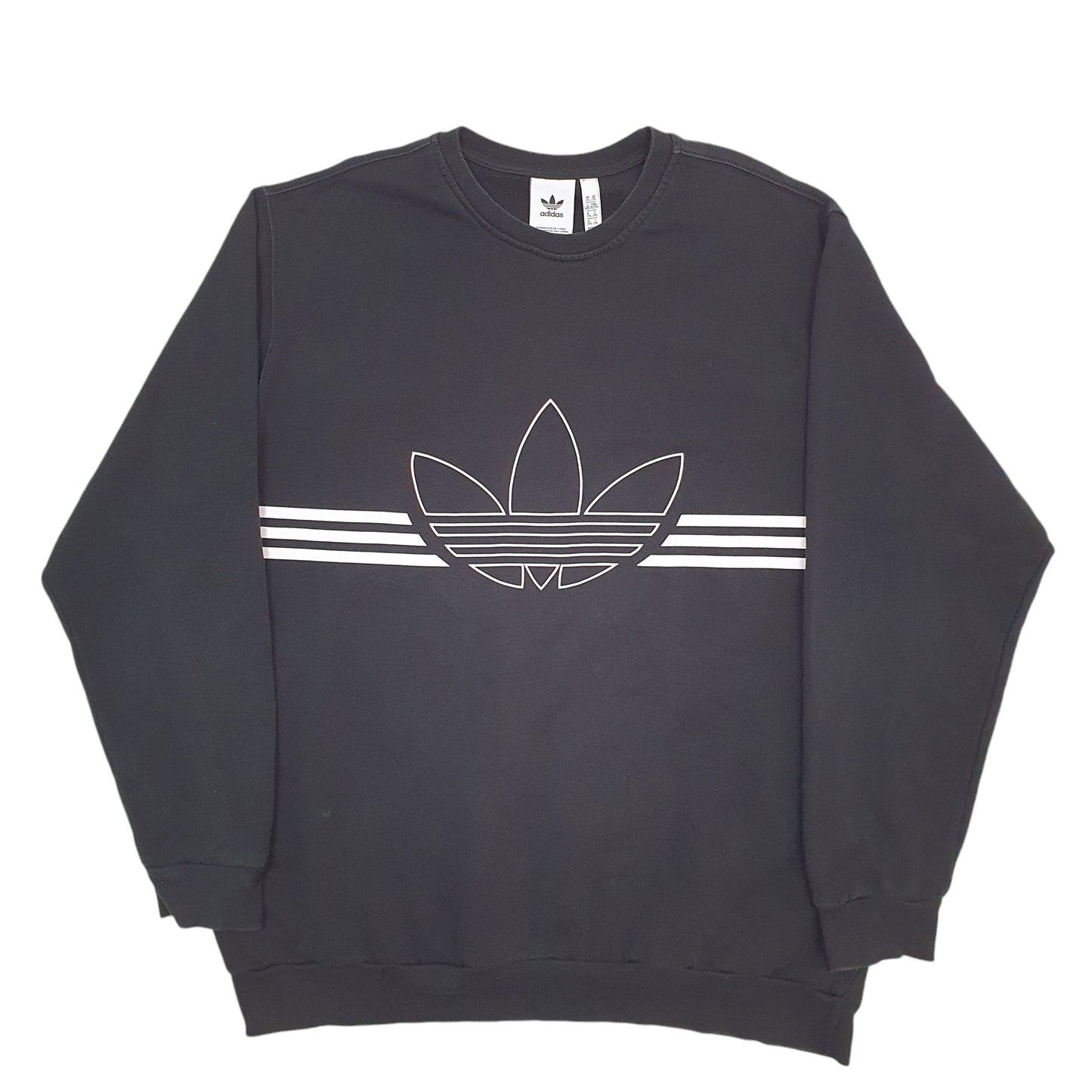 Mens Black Adidas Spellout Crewneck Jumper