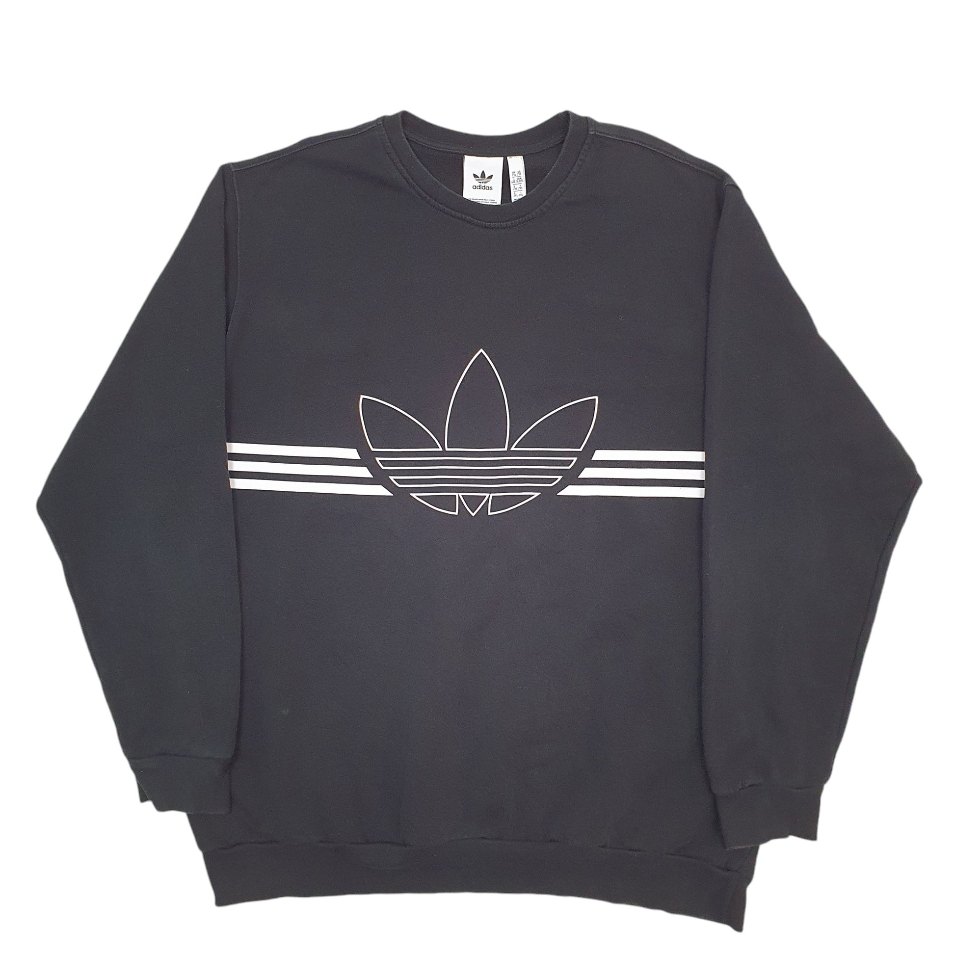 Mens Black Adidas Spellout Crewneck Jumper