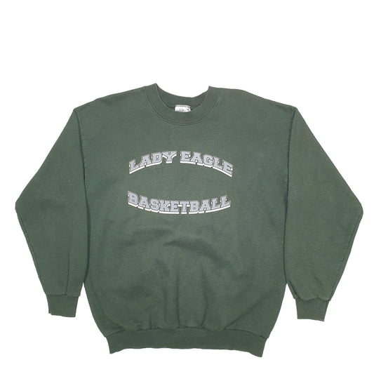 Mens Green Gildan Lady Eagle Basketball Crewneck Jumper