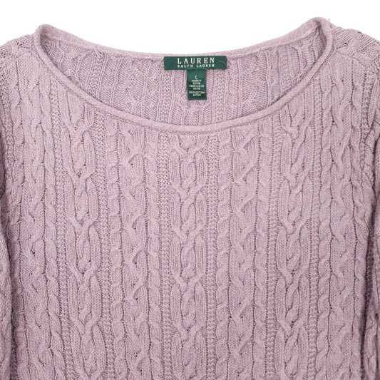 Womens Purple Ralph Lauren Cable Knit Knitwear Crewneck Jumper