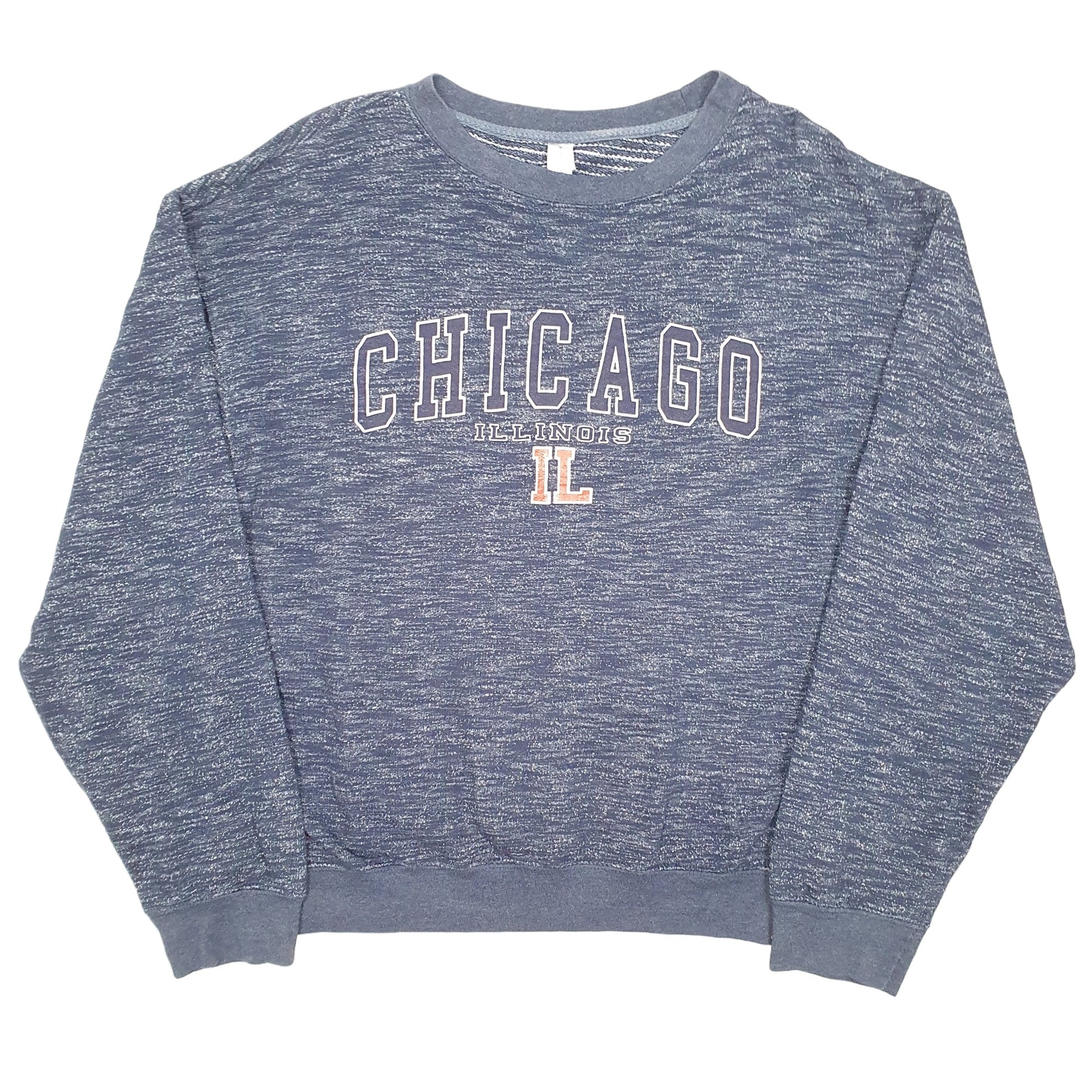 Mens Navy Passioni Chicago Illinois USA Spellout Crewneck Jumper
