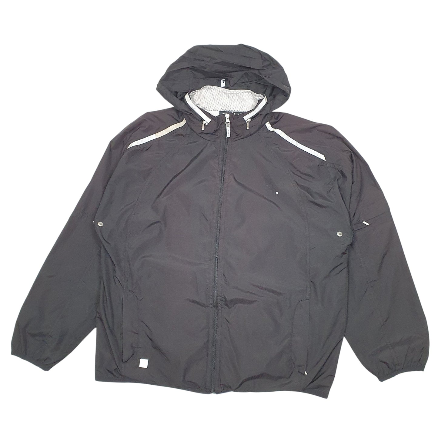 Mens Black Starter Lightweight Hooded Full Zip Coat