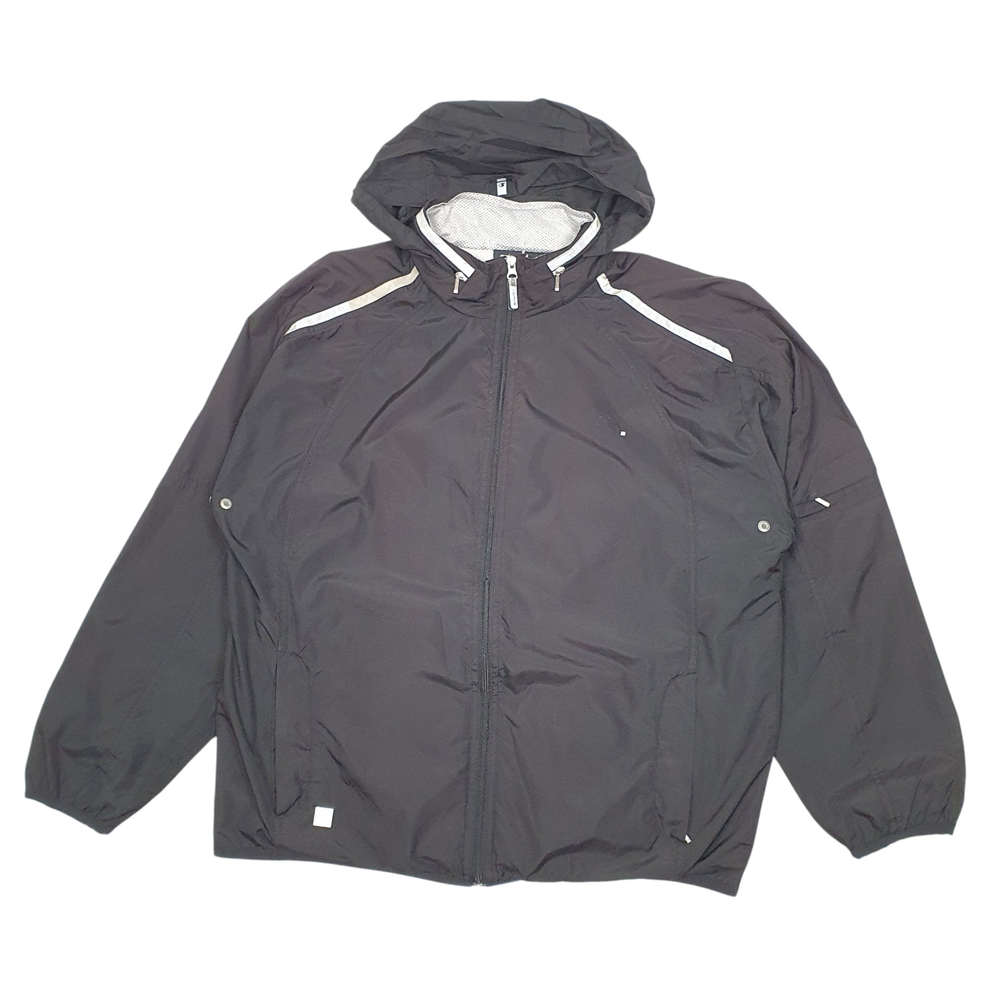 Mens Black Starter Lightweight Hooded Full Zip Coat