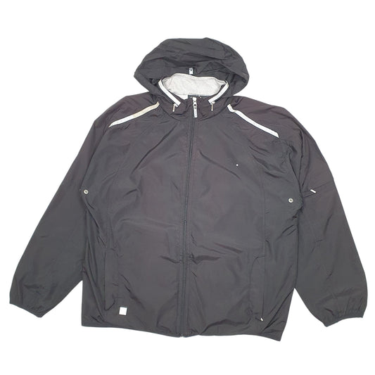 Mens Black Starter Lightweight Hooded Full Zip Coat