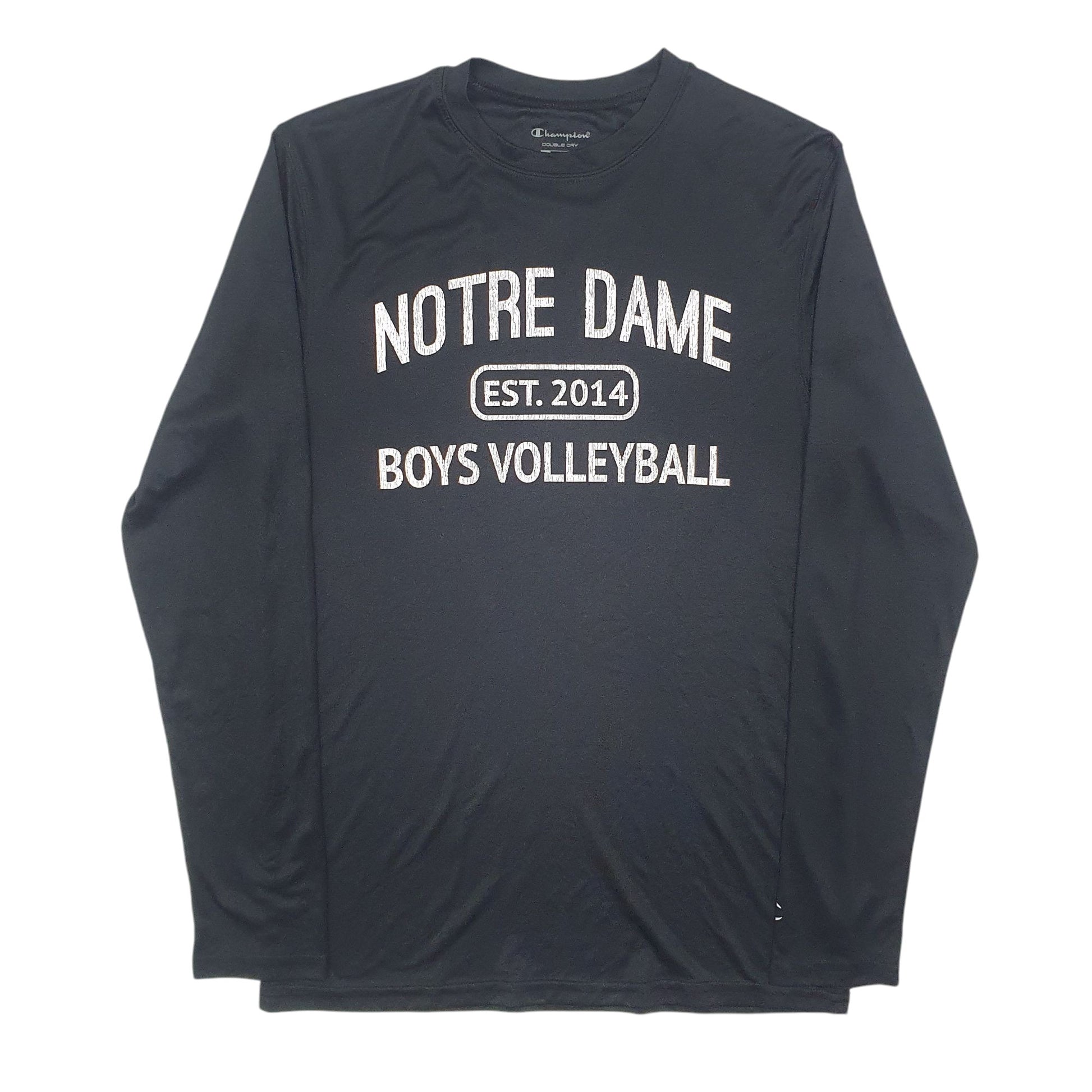 Mens Black Champion Double Dry Active Wear Notre Dame Long Sleeve T Shirt