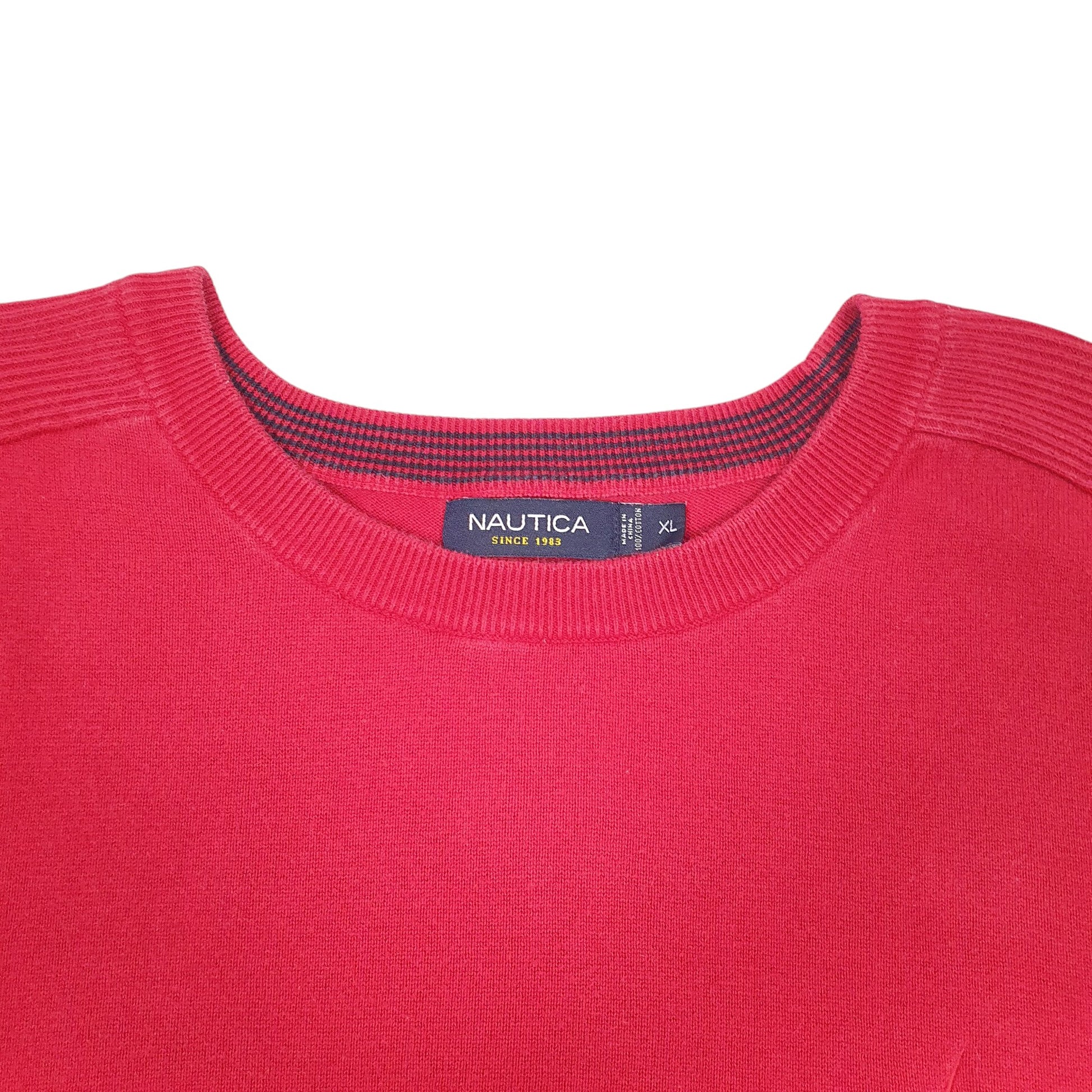 Mens Red Nautica Knit Crewneck Jumper