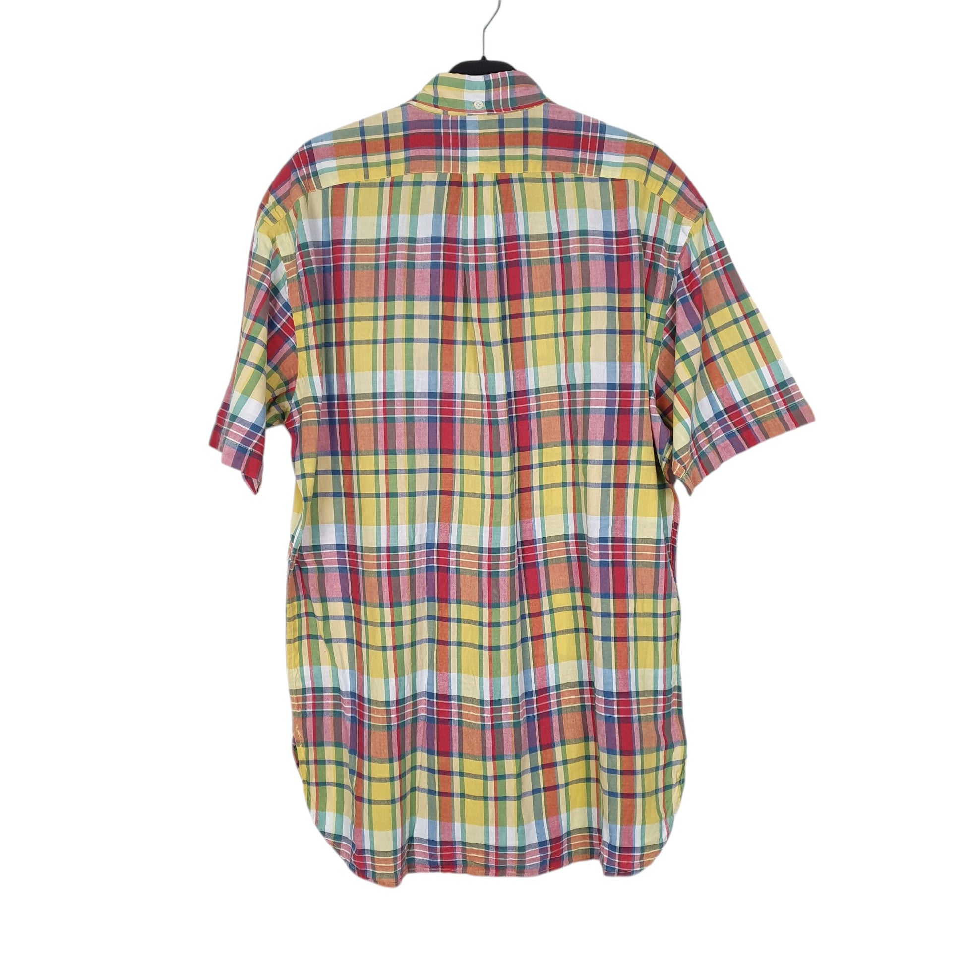 Mens Yellow Ralph Lauren Oxford Madras Short Sleeve Shirt