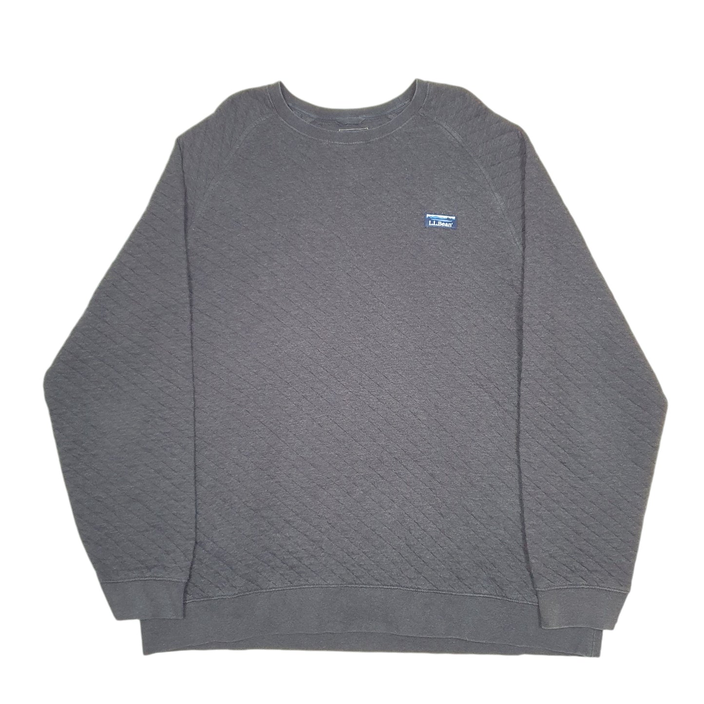 Mens Grey L.L.Bean Quilted Crewneck Jumper