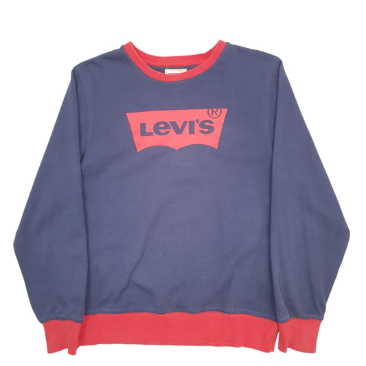 Womens Navy Levis Spellout Crewneck Jumper