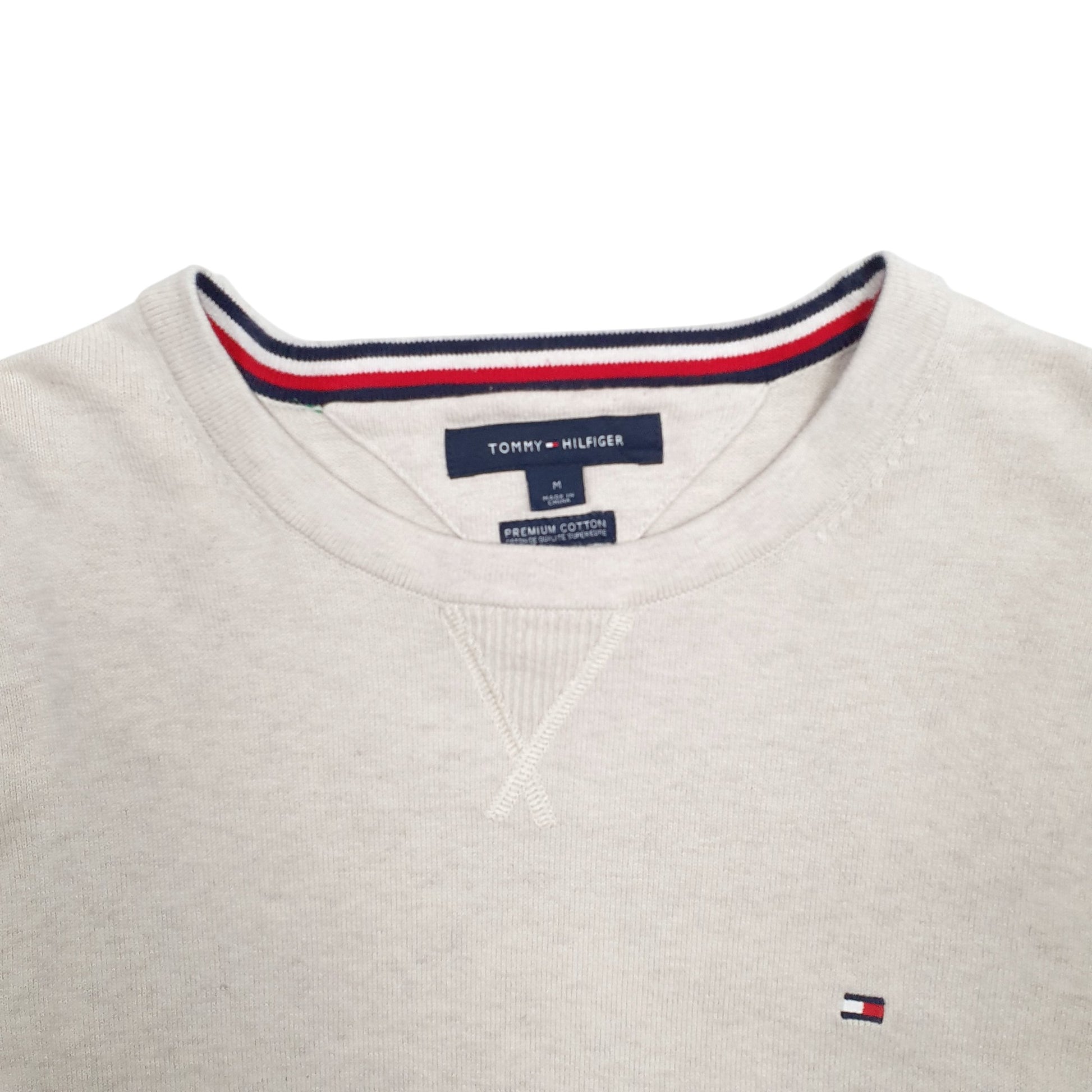 Mens Cream Tommy Hilfiger  Crewneck Jumper