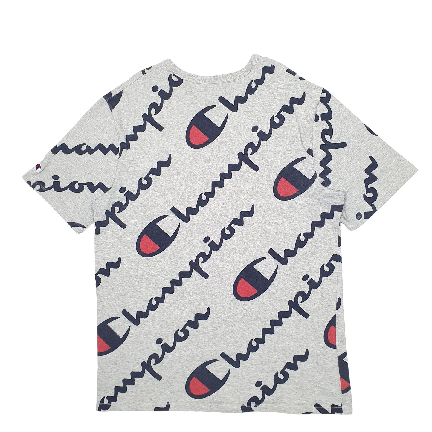 Mens Grey Champion Spellout Short Sleeve T Shirt