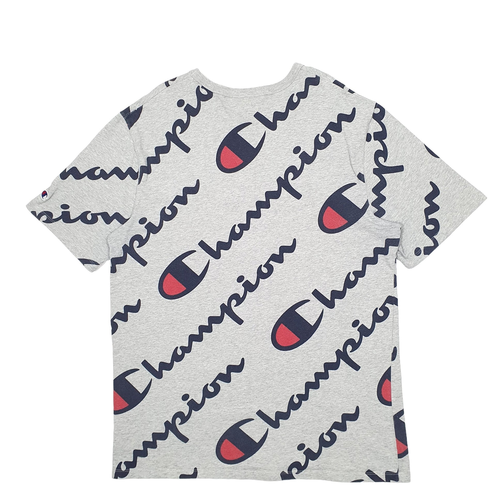 Mens Grey Champion Spellout Short Sleeve T Shirt