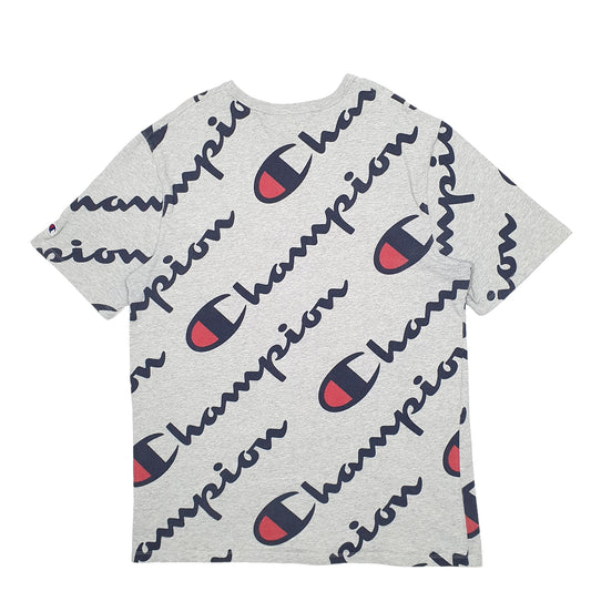 Mens Grey Champion Spellout Short Sleeve T Shirt