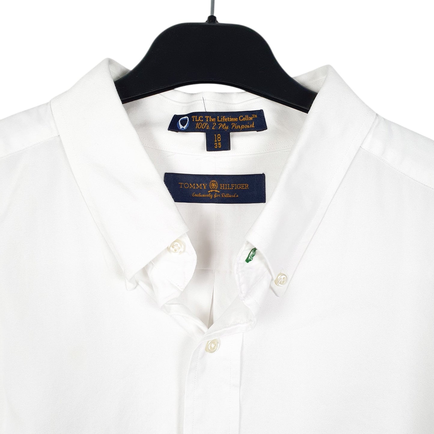 Mens White Tommy Hilfiger Crest Lifetime Collar Long Sleeve Shirt