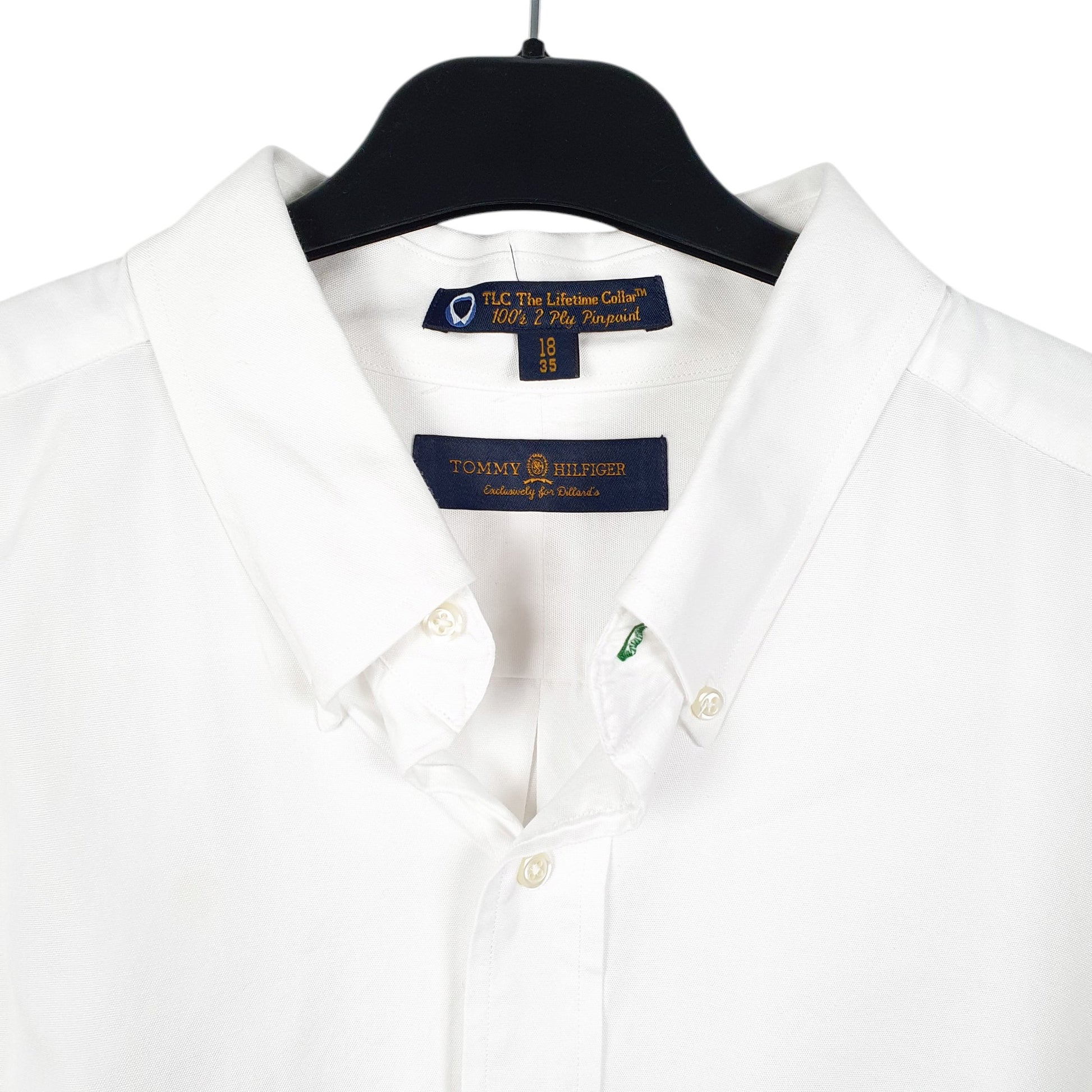 Mens White Tommy Hilfiger Crest Lifetime Collar Long Sleeve Shirt