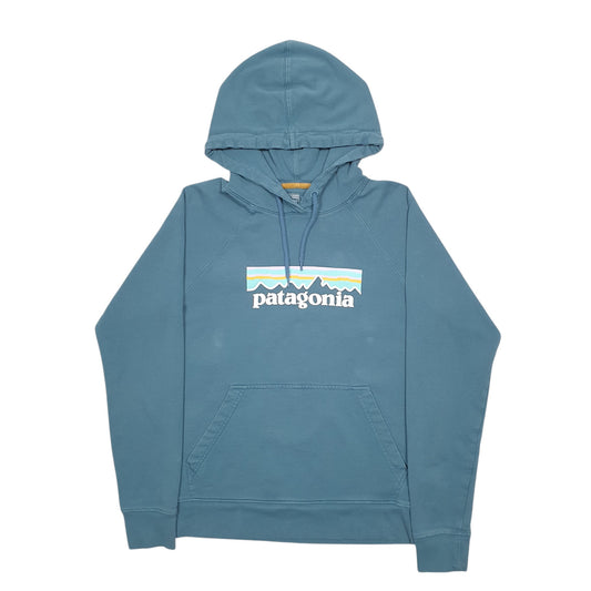 Womens Blue Patagonia Spellout Hoodie Jumper