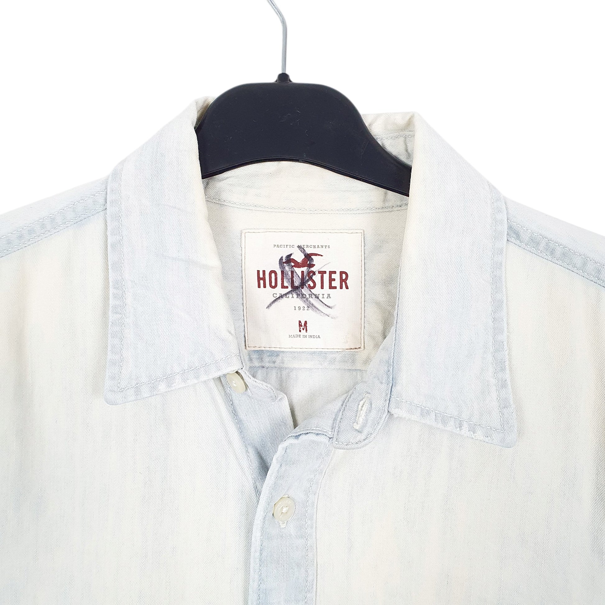 Mens Blue Hollister Chambray Short Sleeve Shirt