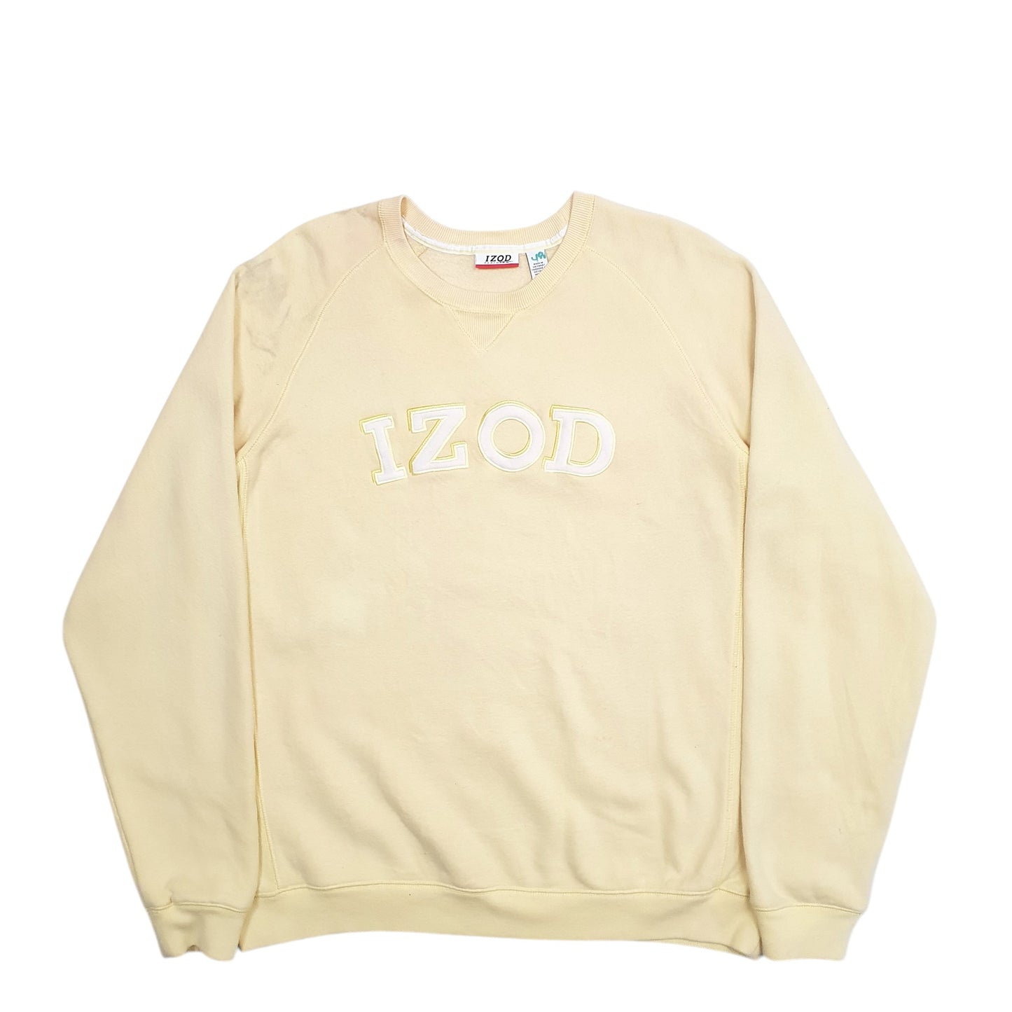 Mens Yellow Izod Spellout Crewneck Jumper