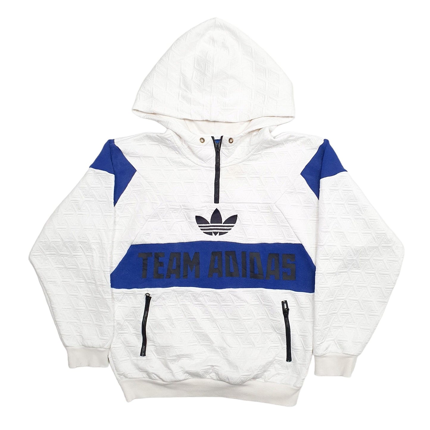 Mens White Adidas Spellout Hoodie Jumper