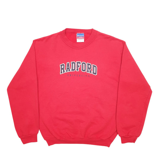 Womens Red Champion Radford University Spellout Crewneck Jumper