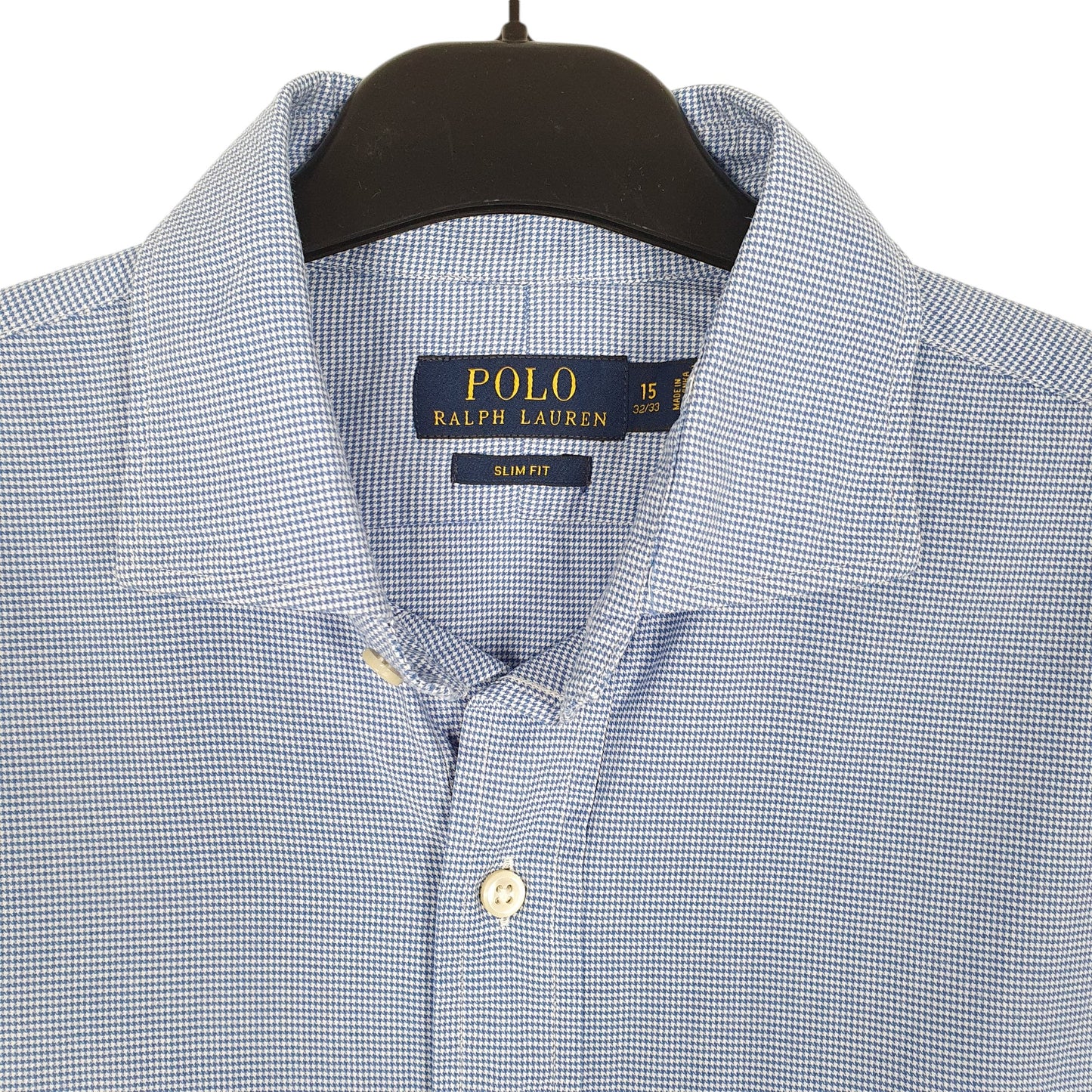 Mens Blue Polo Ralph Lauren Houndstooth Long Sleeve Shirt