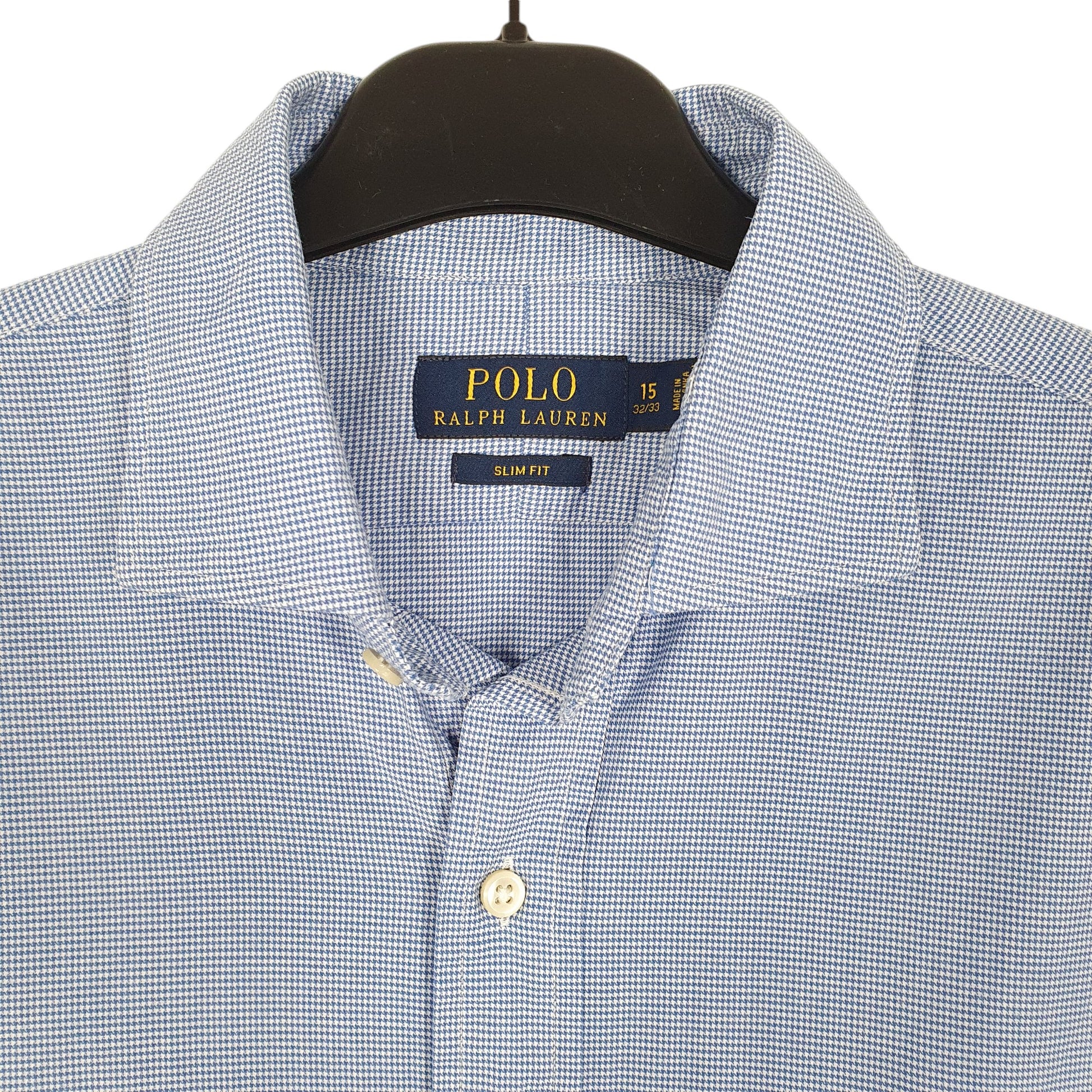 Mens Blue Polo Ralph Lauren Houndstooth Long Sleeve Shirt