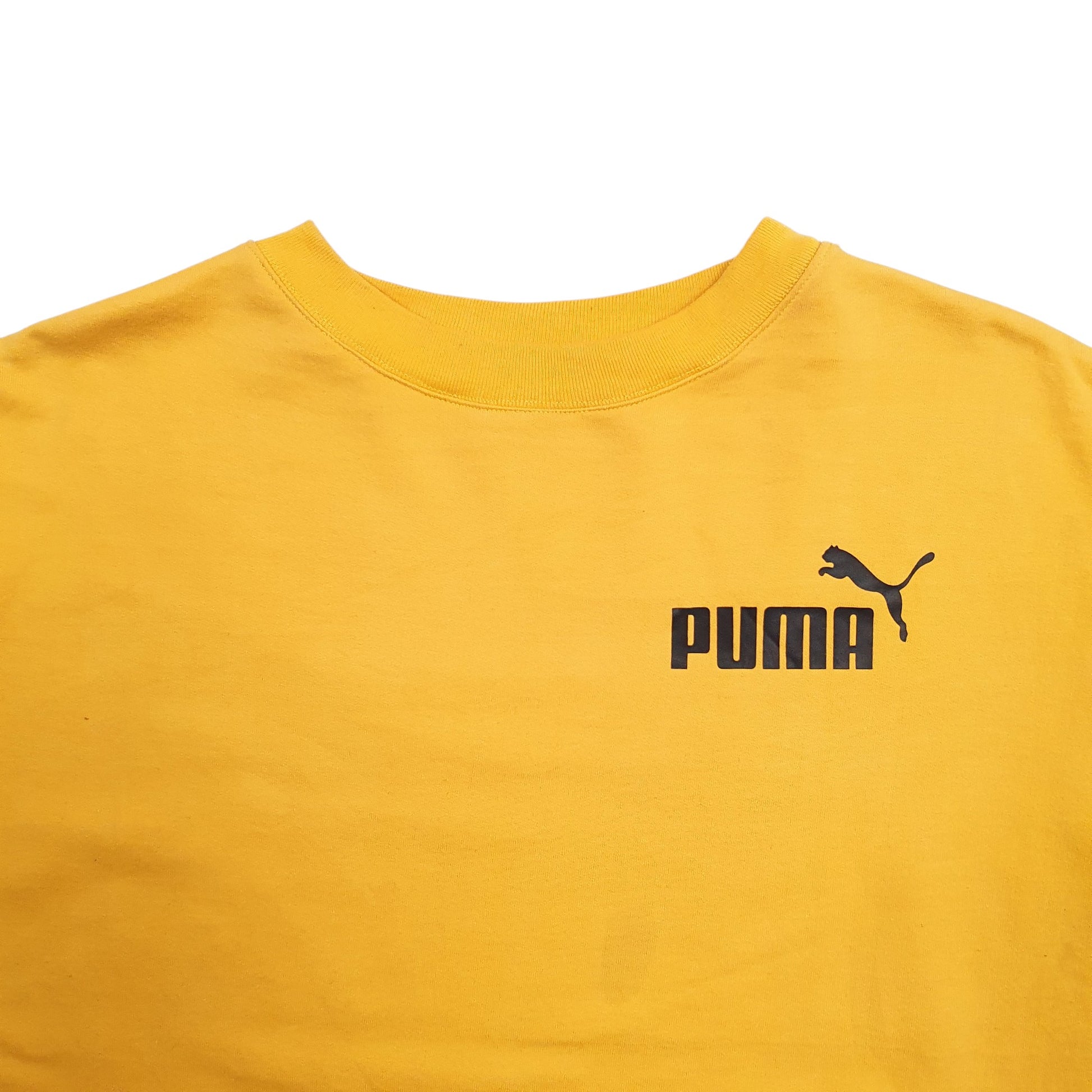 Mens Yellow Puma Spellout Crewneck Jumper