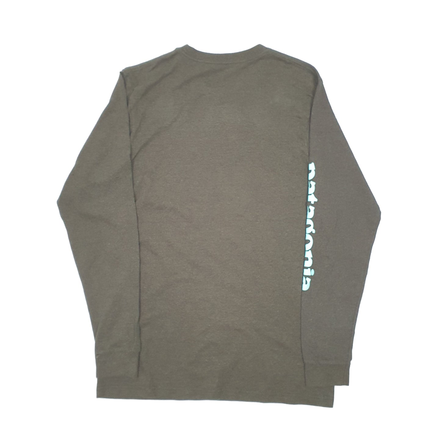 Mens Khaki Patagonia Responsible Tee Spellout Long Sleeve T Shirt