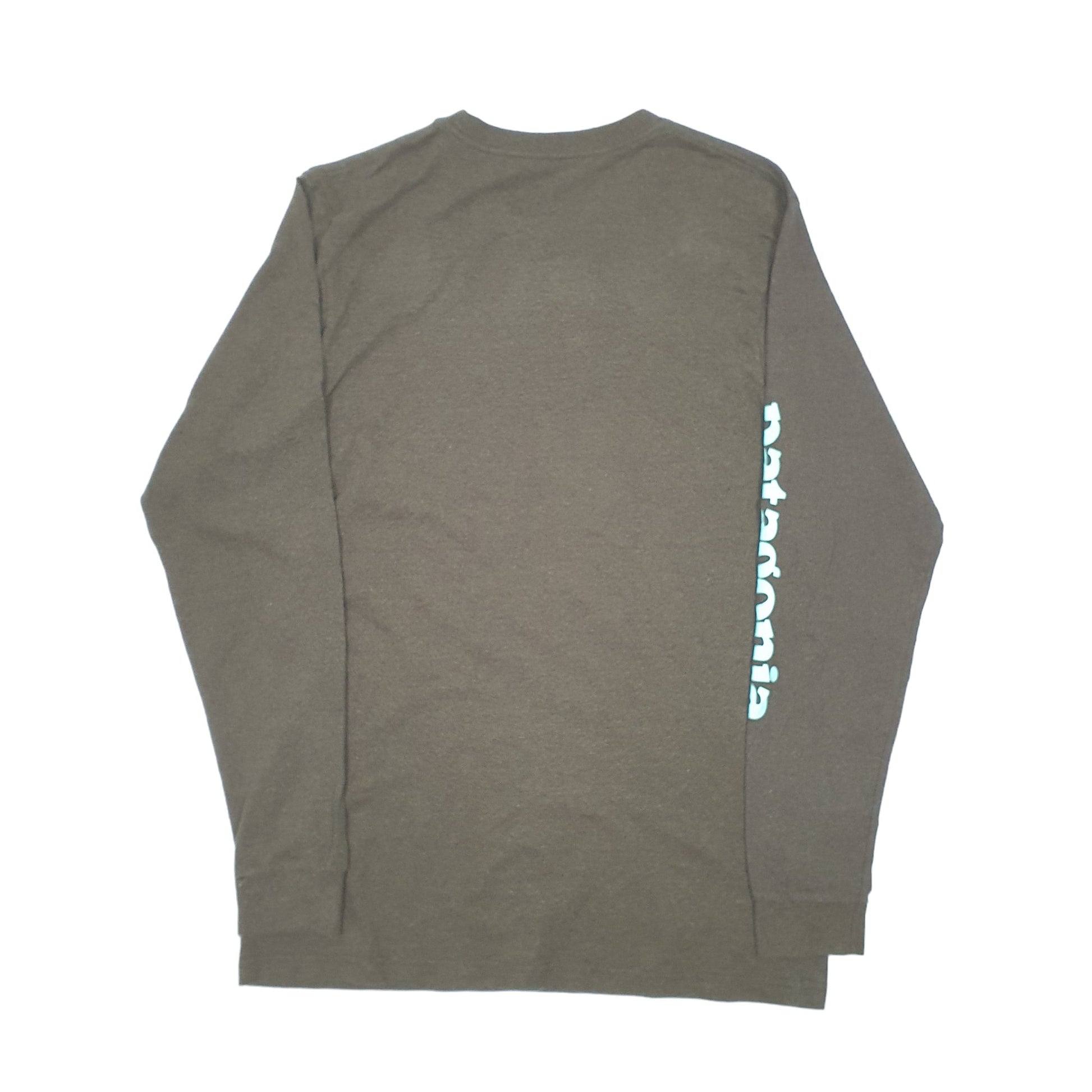 Mens Khaki Patagonia Responsible Tee Spellout Long Sleeve T Shirt