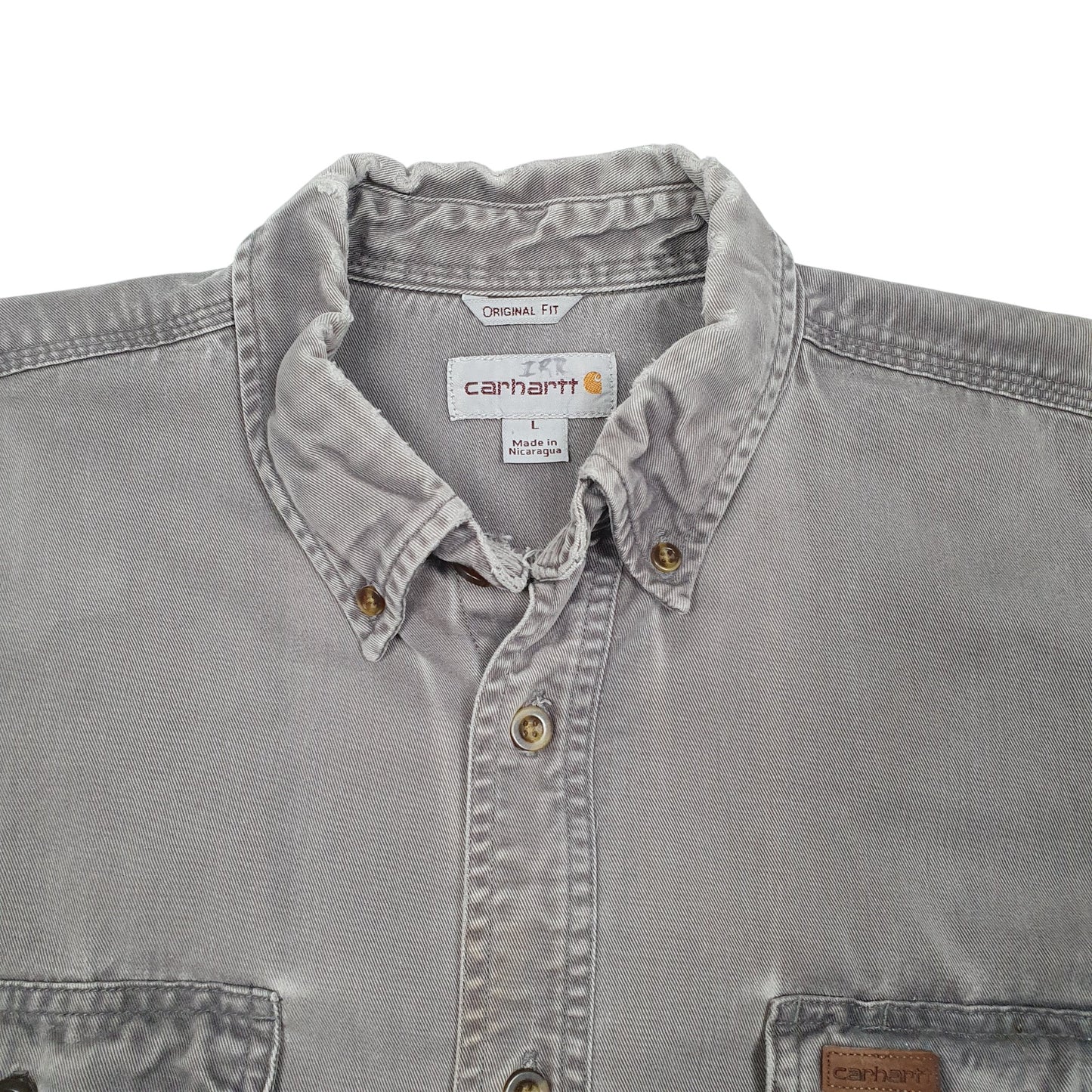 Mens Grey Carhartt Workwear Heavy Long Sleeve Shirt