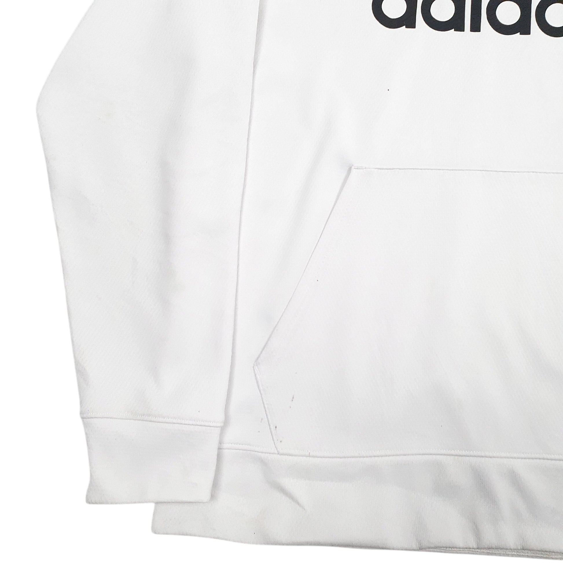 Mens White Adidas Spellout Hoodie Jumper
