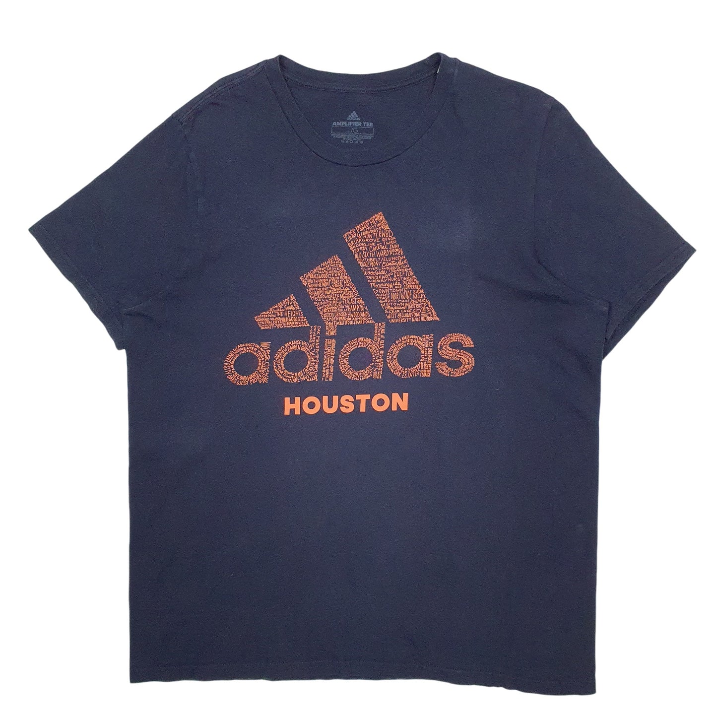 Mens Navy Adidas Spellout Houston Short Sleeve T Shirt