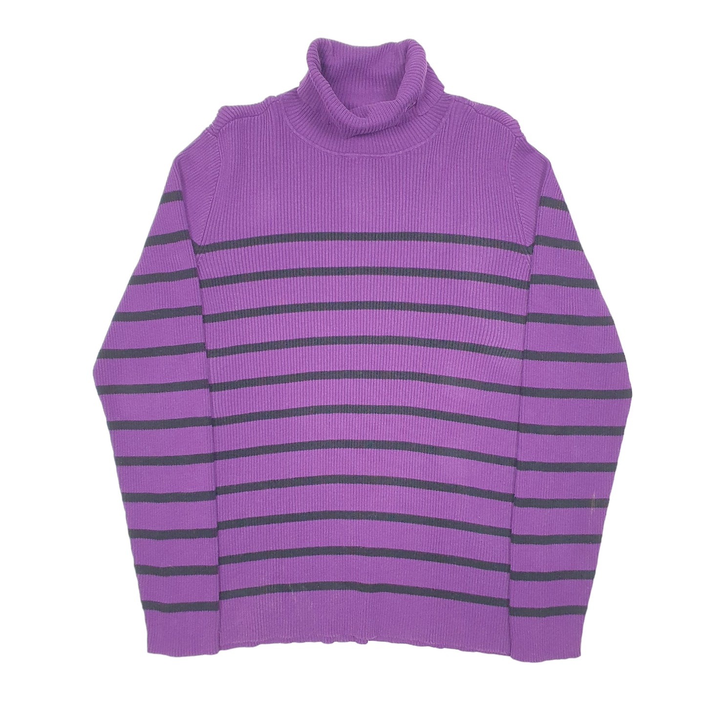 Womens Purple Lauren Ralph Lauren Knit Ribbed Striped Turtleneck Jumper