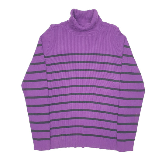 Womens Purple Lauren Ralph Lauren Knit Ribbed Striped Turtleneck Jumper