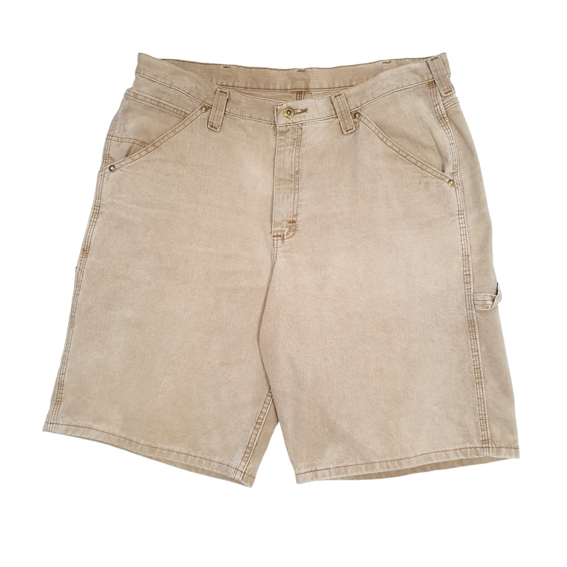 Mens Beige Lee Dungaree Jorts Vintage 1990s Carpenter Shorts