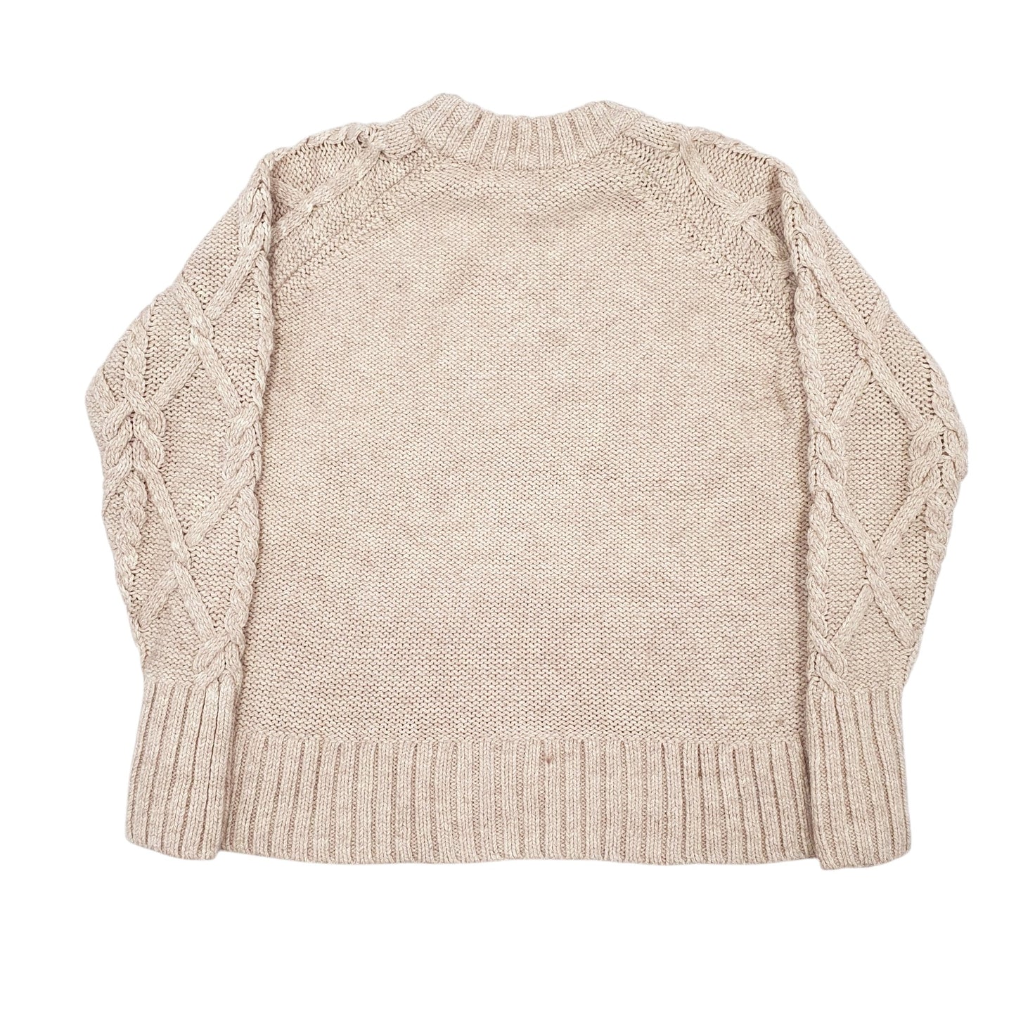 Mens Beige H&M Cable Knitwear Crewneck Jumper