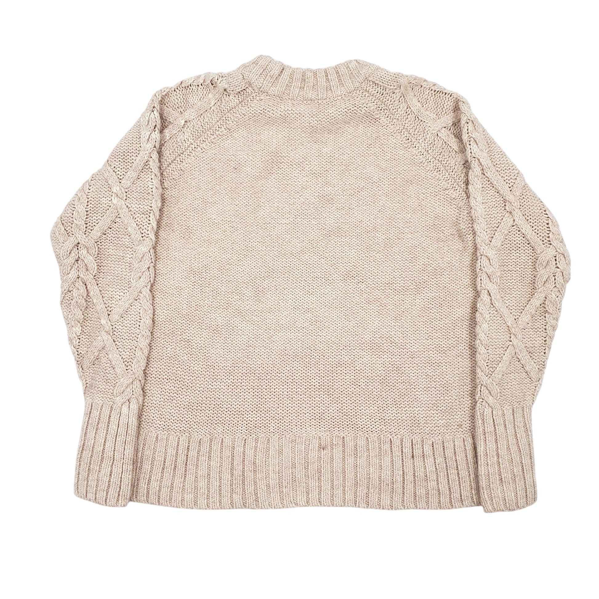 Mens Beige H&M Cable Knitwear Crewneck Jumper