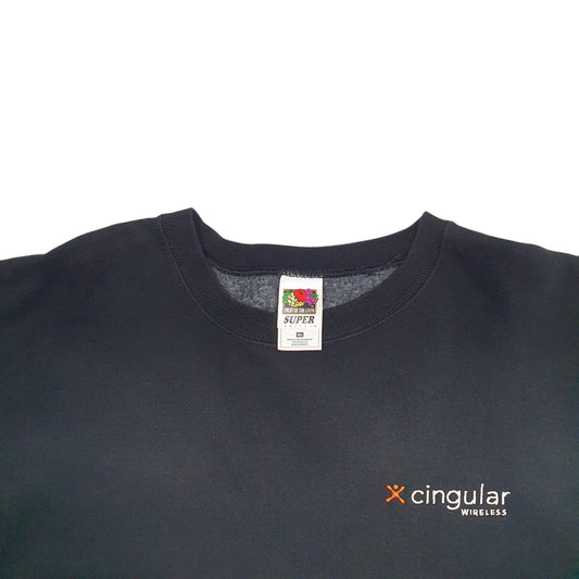 Mens Navy Fruit Of The Loom Circular Wireless Crewneck Jumper