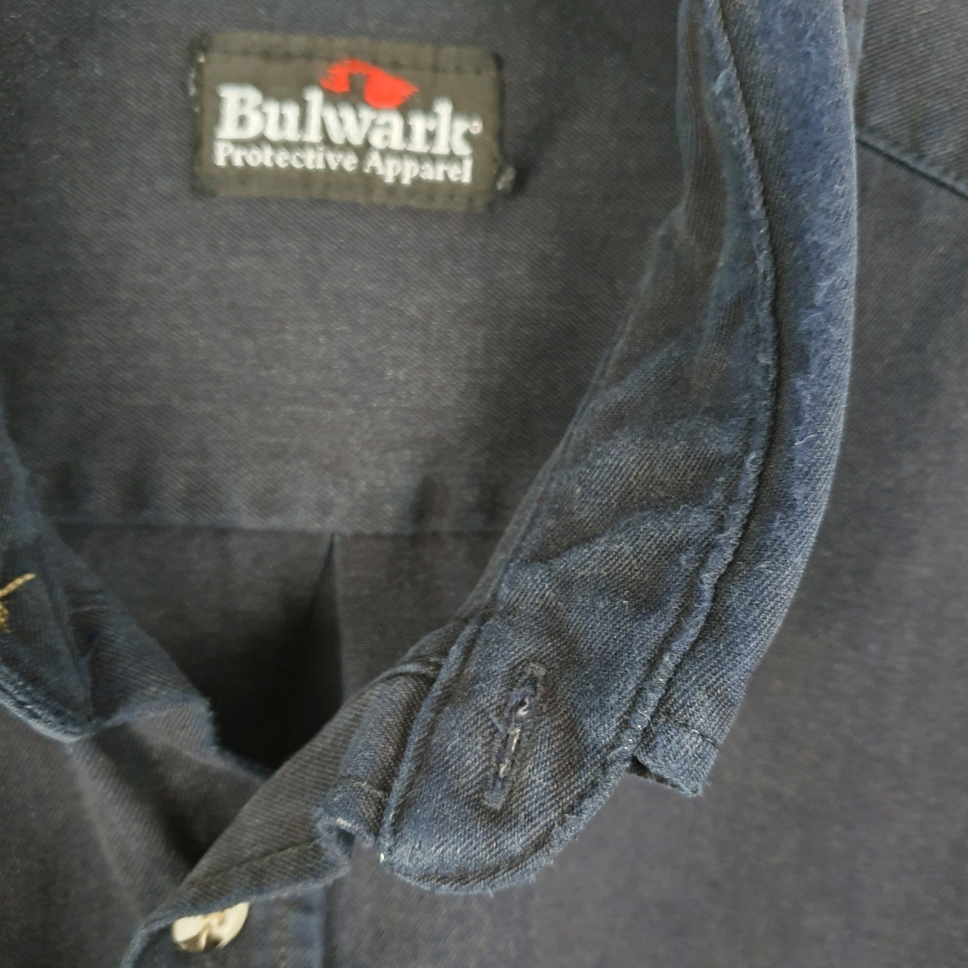 Mens Navy Bulwark Flame Resistant Workwear Long Sleeve Shirt