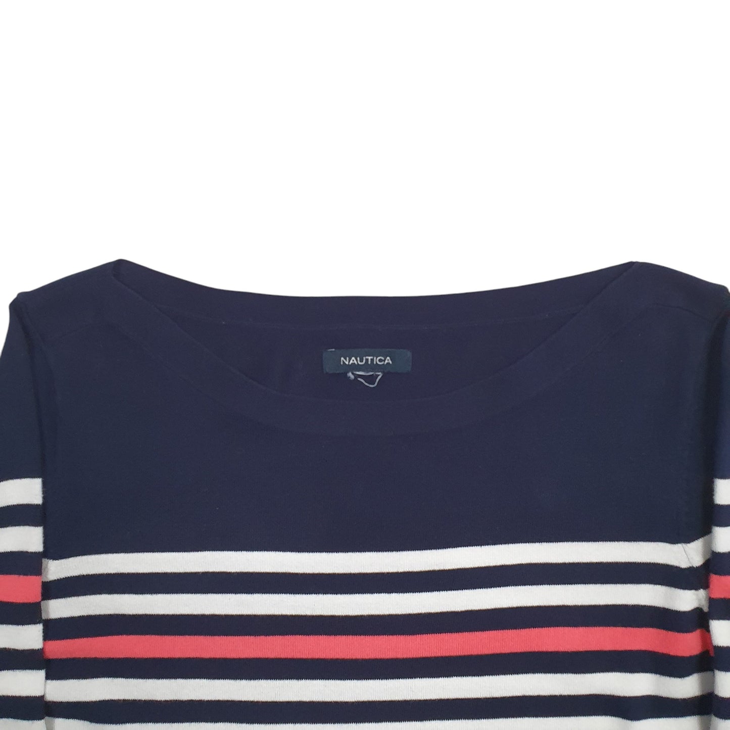 Womens Navy Nautica Stripes Long Sleeve T Shirt